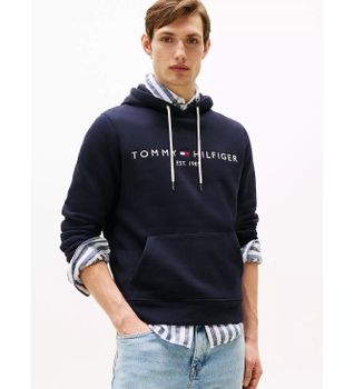 Tommy Hilfiger para hombre. MW0MW10752 Sudadera Core Logo marino (S), Casual, Poliéster, Manga larga, Algodón Orgánico