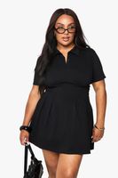 vestido camiseta plus plisado de algodon negro