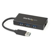 startechcom hub usb 30 de aluminio con cable - 5gbps - concentrador de 3 puertos usb con adaptador de red ethernet gigabit