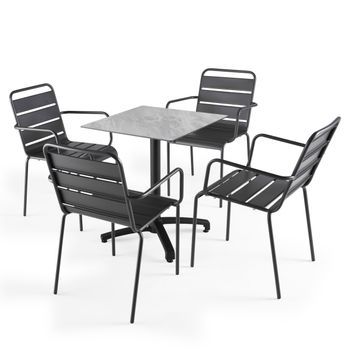 Mesa De Jardín De Mártaupe Laminado Y 4 Sillas Grises, Opéra - Oviala