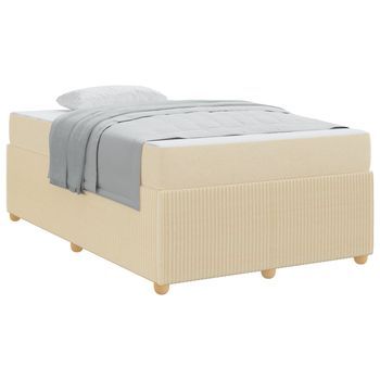 Cama Matrimonial | Cama Para Adulto | Estructura De Cama Con Colchón Crema 120 X 200 Cm Tela