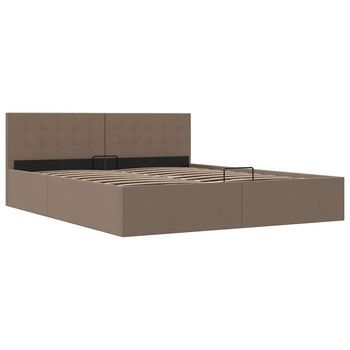 Cama Canapé Hidráulica Con Almacenaje Tela Gris Topo 160x200 Cm