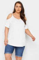 yours camiseta blanca hombros descubiertos mujer curvy y tallas grandes yours
