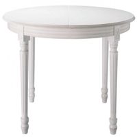 mesa de comedor extensible blanca de roble y mdf de 120 a 200 cm