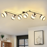 nettlife - foco de techo negro de 6 luces - lampara de techo de tela retro e14 giratoria 350 para salon y dormitorio sin bombilla