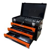 caja de herramientas portatil - organizador de garaje - acero - negro y naranja 50x27x35cm