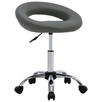 Silla De Trabajo Con Ruedas Cuero Sintético Gris Vidaxl