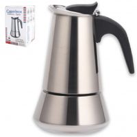 cafetera acero inoxidable con asa de plastico 2461012 tazas color plata italiana inducciongerimportfespu