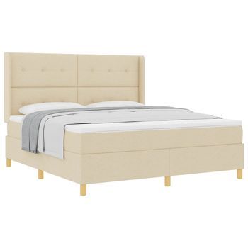 Cama Tipo Box Spring Con Cabecera Crema 180 X 200 Cm Tela Vidaxl