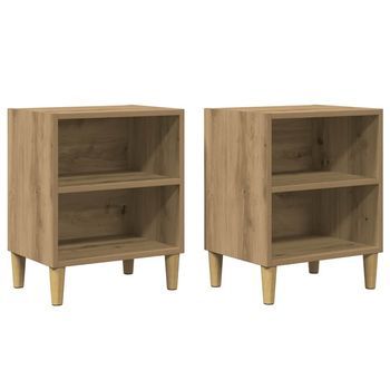 Pack 2 Uds Mesita De Noche | Mesilla De Noche Madera Ingeniería Roble Artisian
