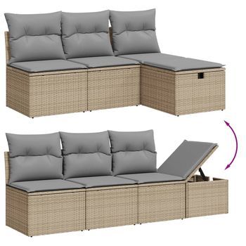 Conjunto De Sofá De Exterior (conjunto De 7 Piezas, Mimbre Artificial Beige Combinado)