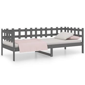 Sofá Cama Madera Maciza De Pino Gris 90x200 Cm Vidaxl
