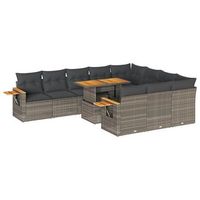 set sofas jardin y cojines 10 piezas ratan sintetico acacia gris