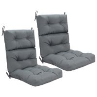 costway juego de 2 cojines para silla respaldo alto con cinturones antideslizantes esponja engrosada poliester transpirable interior exterior gris