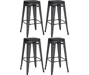 Set de 4 taburetes de bar fletcher metal negro 43x43x77 cm