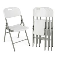 costway 4 sillas plegables asientos de plastico portatiles con estructura de metal y manija de transporte 58 x 455 x 84 cm blanco