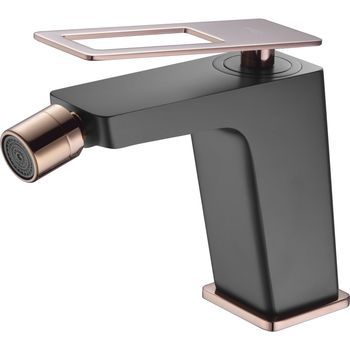 Grifo Monomando Bidet Negro Y Oro Rosa En Latón Y Zama Con Cartucho Cerámico