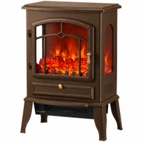 homcom chimenea electrica 10002000 w con efecto llama 3 vistas termostato y brillo regulable marron