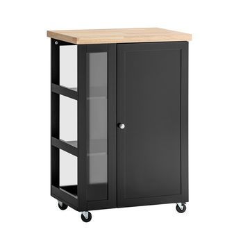 Sobuy Carrito De Cocina Con Ruedas Y Estantería Lateral Negro 60x92x45cm Fkw75-sch