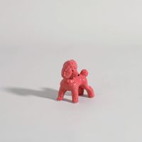 figura decorativa de perro en porcelana rosa 10 cm