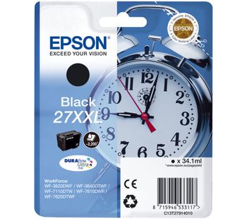 EPSON Alarm Clock 27XXL Black Ink Cartridge, Black