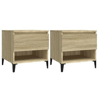 2 Uds Mesas Auxiliares | Mesita Auxiliar | Mesa De Café Madera Roble Sonoma 50x46x50 Cm