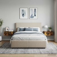 mesita de noche de pared - mueble de dormitorio - madera de ingenieria - roble ahumado 49x345x20cm
