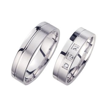 Alianzas oro blanco con diamantes ancho 5,5 mm
