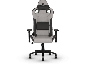 Silla gaming - Corsair T3 Rush, Reposacabezas 4D, Espalda inclinable, Hasta 120 kg, Almohadilla incluida, Gris