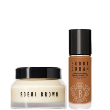 Bobbi Brown Hydrating Duo: Vitamin Enriched Face Base+ & Weightless Skin Foundation Bundle (Various Shades) - Golden Almond