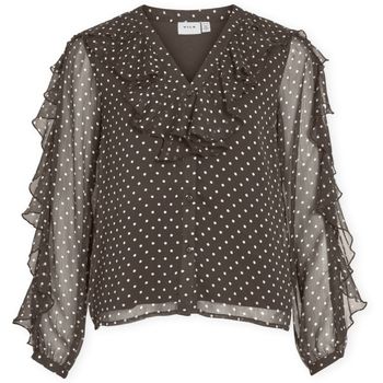 Vila Blusa Top Harley - Chocolate Brown/White para mujer