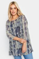 yours top azul doble capa estampado abstracto mujer curvy y tallas grandes yours
