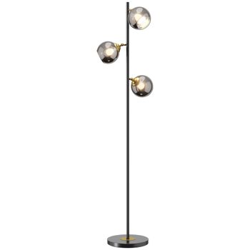 HOMCOM Lampara de pie salon en metal con 3 pantallas globales metal cromado 40W Ø 36 x 162H cm negro y gris   Aosom España
