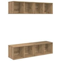 mueble de tv de pared 4 piezas roble artisan 37 x 37 x 72 cm