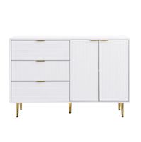 aparador de mdf blanco y dorado 120x38x805 cm
