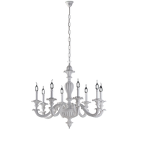 lampara de arana leonardo shabby de madera blanca 8 luces 130 cm o80 cm bl180-8-bco