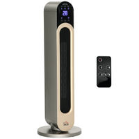 homcom calefactor ceramico de torre 11002200w con mando pantalla led temporizador y oscilacion o25x735 cm plata   aosom espana