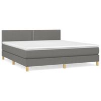 cama box spring con colchon tela gris oscuro 180x200 cm vidaxl
