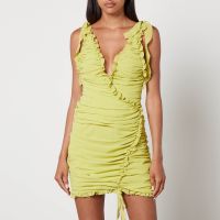 de la vali rose ruched chiffon mini dress - uk 8