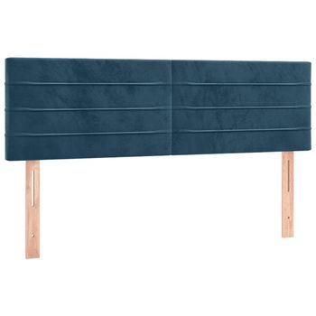 Pack 2 Uds Cabeceros Cama | Panel De Cabeceras Terciopelo Azul Oscuro 72x5x78/88 Cm
