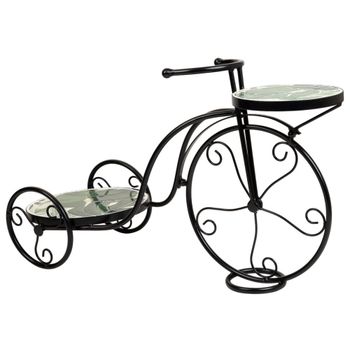 Soporte bici de mosaico y forja negro 67x26.5x43