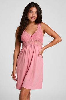 Hunkemöller Vestido lencero Nora Lace Rosa