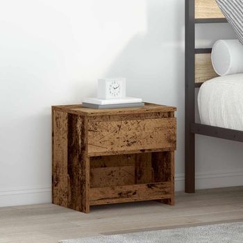 Mesita De Noche - Mueble Para Dormitorio - Madera De Ingeniería - Madera Envejecida (40x30x39cm)