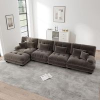 sofa modular en l 4 plazas con chaise longue extraible felpa marron confort nube y combinacion diy