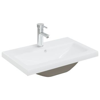 Lavabo Empotrado Con Grifo Cerámica Blanco 61x39x18 Cm Vidaxl