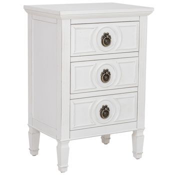 Mesita De Noche De Madera Blanca 46x32.5x67h Cm