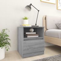 pack 2 uds mesitas noche  mesa auxiliar  mesilla madera ingenieria gris sonoma 40x40x50 cm cfw85005