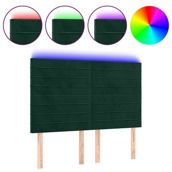 Cabecero，cabecero Cama，panel De Cabecera Con Luces Led Terciopelo Verde Oscuro 144x5x118/128 Cm