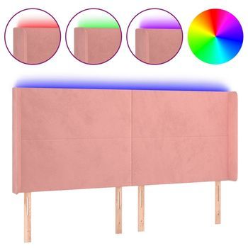 Cabecero，cabecero Cama，panel De Cabecera Con Led De Terciopelo Rosa 163x16x118/128 Cm