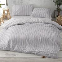 juego funda nordica 100 algodon rayas cama de 180 cm color gris burrito blanco